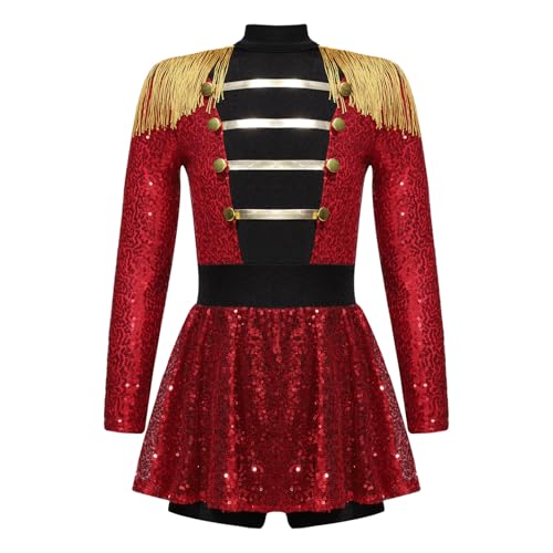 Linjinx Kostüm Zirkusdirektor für Mädchen Dompteur Zirkus Kostüm Pailletten Langarm Kleid Body mit Quasten Karneval Halloween Cosplay Outfits Rot 122-128 Linjinx Kostüm Zirkusdirektor für Mädchen Dompteur Zirkus Kostüm Pailletten Langarm Kleid Body mit Quasten Karneval Halloween Cosplay Outfits Rot 122-128 von Linjinx