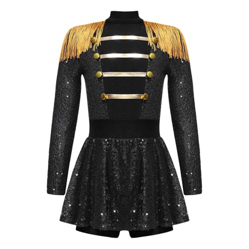 Linjinx Kostüm Zirkusdirektor für Mädchen Dompteur Zirkus Kostüm Pailletten Langarm Kleid Body mit Quasten Karneval Halloween Cosplay Outfits Schwarz 134-140 Linjinx Kostüm Zirkusdirektor für Mädchen Dompteur Zirkus Kostüm Pailletten Langarm Kleid Body mit Quasten Karneval Halloween Cosplay Outfits Schwarz 134-140 von Linjinx