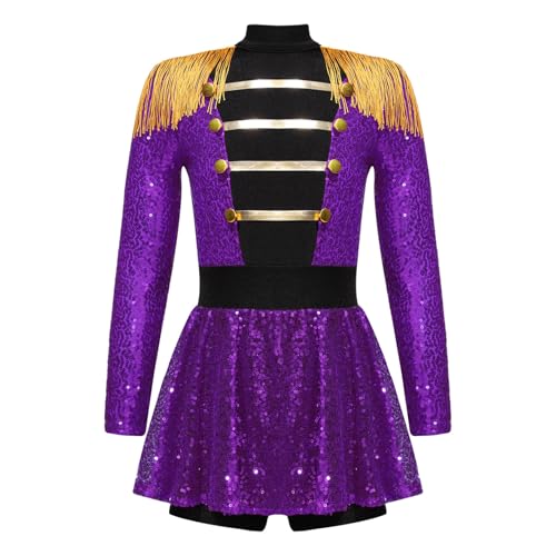 Linjinx Kostüm Zirkusdirektor für Mädchen Dompteur Zirkus Kostüm Pailletten Langarm Kleid Body mit Quasten Karneval Halloween Cosplay Outfits Violett 110-116 Linjinx Kostüm Zirkusdirektor für Mädchen Dompteur Zirkus Kostüm Pailletten Langarm Kleid Body mit Quasten Karneval Halloween Cosplay Outfits Violett 110-116 von Linjinx