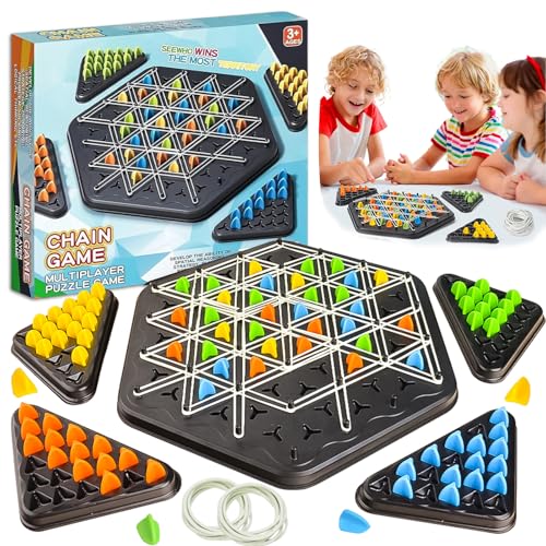 Linkgood Triggle Spiel, Triggle Geometrisches Schachspiel, Gummiband Dreieck Brettspiel, Triggle Spiel Schach, Desktop Brettspiel, Urlaubs- oder Geburtstagsgeschenk Game für Erwachsene und Kinder von Linkgood