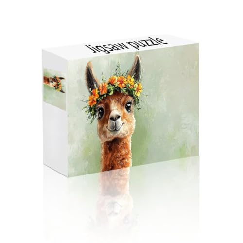 Puzzle Erwachsene 1000 Teile Alpaka, Blume Puzzle Lernspiel Herausforderung Schwierigkeit, Vielfältig Bunt Puzzlespiele, Freizeitaktivität Lustige Geschenke Wohndeko für Erwachsene ab 14 Jahren Z-9 von Linncen