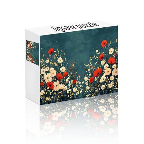 Puzzle Erwachsene 1000 Teile Blume, Mohn Puzzle Lernspiel Herausforderung Schwierigkeit, Vielfältig und Bunt Puzzlespiele, Freizeitaktivität Lustige Geschenke Wohndeko für Erwachsene ab 14 Jahren E-8 von Linncen