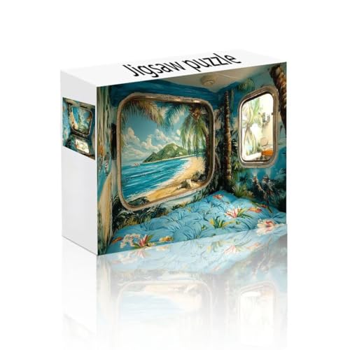 Puzzle Erwachsene 1000 Teile Fenster, Meer Puzzle Lernspiel Herausforderung Schwierigkeit, Vielfältig Bunt Puzzlespiele, Freizeitaktivität Lustige Geschenke Wohndeko für Erwachsene ab 14 Jahren L-0 von Linncen