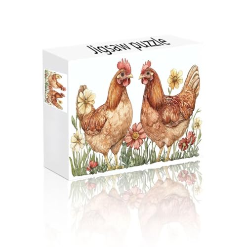 Puzzle Erwachsene 1000 Teile Huhn, Tier Puzzle Lernspiel Herausforderung Schwierigkeit, Vielfältig und Bunt Puzzlespiele, Freizeitaktivität Lustige Geschenke Wohndeko für Erwachsene ab 14 Jahren D-4 von Linncen