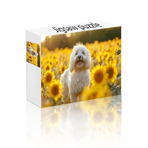 Puzzle Erwachsene 1000 Teile Hund, Sonnenblume Puzzle Lernspiel Herausforderung Schwierigkeit, Vielfältig Puzzlespiele, Freizeitaktivität Lustige Geschenke Wohndeko für Erwachsene ab 14 Jahren S-9 von Linncen