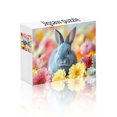 Puzzle Erwachsene 1000 Teile Kaninchen, Blume Puzzle Lernspiel Herausforderung Schwierigkeit, Vielfältig Bunt Puzzlespiele, Freizeitaktivität Lustige Geschenke Wohndeko für Erwachsene ab 14 Jahren B-4 von Linncen