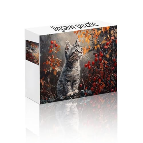 Puzzle Erwachsene 1000 Teile Katze, Blätter Puzzle Lernspiel Herausforderung Schwierigkeit, Vielfältig Bunt Puzzlespiele, Freizeitaktivität Lustige Geschenke Wohndeko für Erwachsene ab 14 Jahren E-9 von Linncen