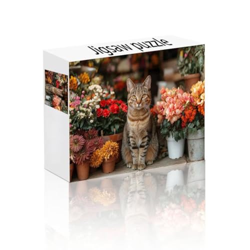Puzzle Erwachsene 1000 Teile Katze, Blume Puzzle Lernspiel Herausforderung Schwierigkeit, Vielfältig und Bunt Puzzlespiele, Freizeitaktivität Lustige Geschenke Wohndeko für Erwachsene ab 14 Jahren H-5 von Linncen