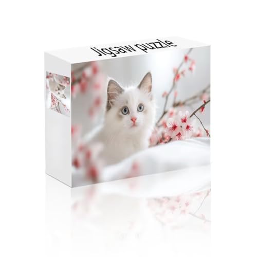 Puzzle Erwachsene 1000 Teile Katze, Kirschblüten Puzzle Lernspiel Herausforderung Schwierigkeit, Vielfältig Puzzlespiele, Freizeitaktivität Lustige Geschenke Wohndeko für Erwachsene ab 14 Jahren L-4 von Linncen