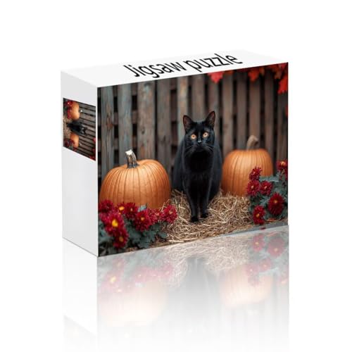 Puzzle Erwachsene 1000 Teile Katze, Kürbis Puzzle Lernspiel Herausforderung Schwierigkeit, Vielfältig Bunt Puzzlespiele, Freizeitaktivität Lustige Geschenke Wohndeko für Erwachsene ab 14 Jahren H-0 von Linncen