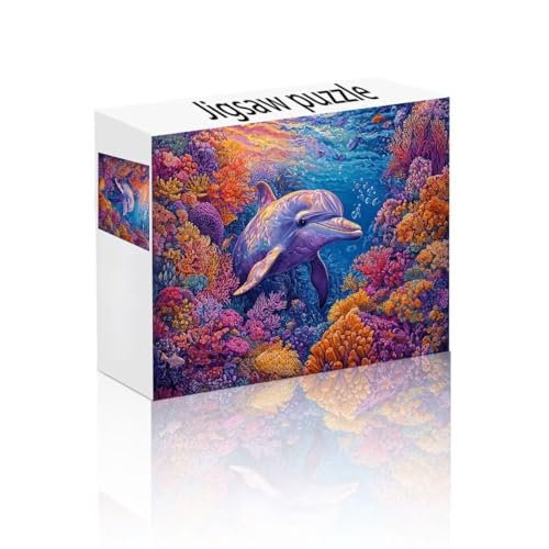 Puzzle Erwachsene 1000 Teile Koralle, Delphin Puzzle Lernspiel Herausforderung Schwierigkeit, Vielfältig Bunt Puzzlespiele, Freizeitaktivität Lustige Geschenke Wohndeko für Erwachsene ab 14 Jahren J-7 von Linncen