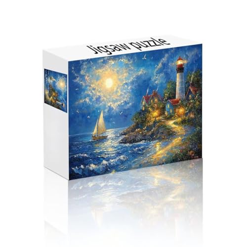Puzzle Erwachsene 1000 Teile Leuchtturm, Boot Puzzle Lernspiel Herausforderung Schwierigkeit, Vielfältig Bunt Puzzlespiele, Freizeitaktivität Lustige Geschenke Wohndeko für Erwachsene ab 14 Jahren L-0 von Linncen