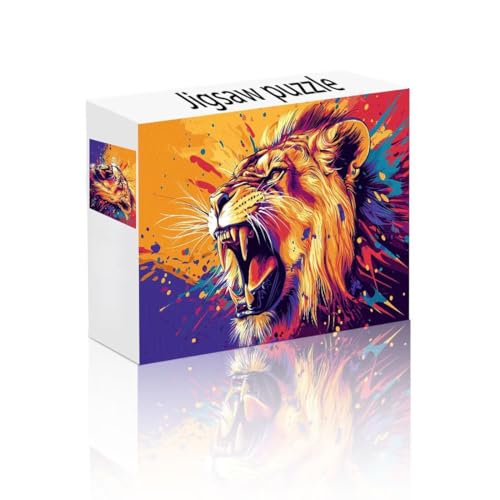 Puzzle Erwachsene 1000 Teile Löwe, Cool Puzzle Lernspiel Herausforderung Schwierigkeit, Vielfältig und Bunt Puzzlespiele, Freizeitaktivität Lustige Geschenke Wohndeko für Erwachsene ab 14 Jahren J-8 von Linncen