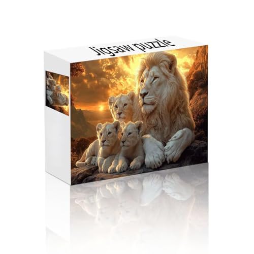 Puzzle Erwachsene 1000 Teile Löwe, Sonnenuntergang Puzzle Lernspiel Herausforderung Schwierigkeit, Vielfältig Puzzlespiele, Freizeitaktivität Lustige Geschenke Wohndeko für Erwachsene ab 14 Jahren J-4 von Linncen