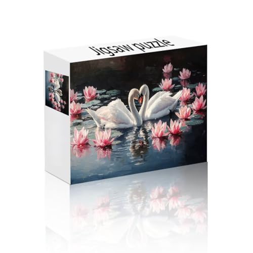 Puzzle Erwachsene 1000 Teile Lotus, Schwan Puzzle Lernspiel Herausforderung Schwierigkeit, Vielfältig Bunt Puzzlespiele, Freizeitaktivität Lustige Geschenke Wohndeko für Erwachsene ab 14 Jahren X-6 von Linncen