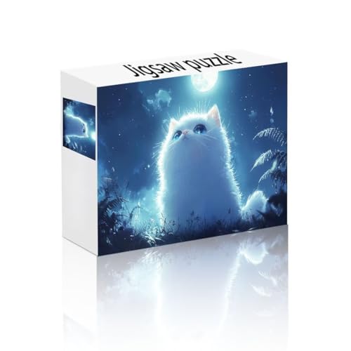 Puzzle Erwachsene 1000 Teile Mond, Katze Puzzle Lernspiel Herausforderung Schwierigkeit, Vielfältig und Bunt Puzzlespiele, Freizeitaktivität Lustige Geschenke Wohndeko für Erwachsene ab 14 Jahren R-0 von Linncen
