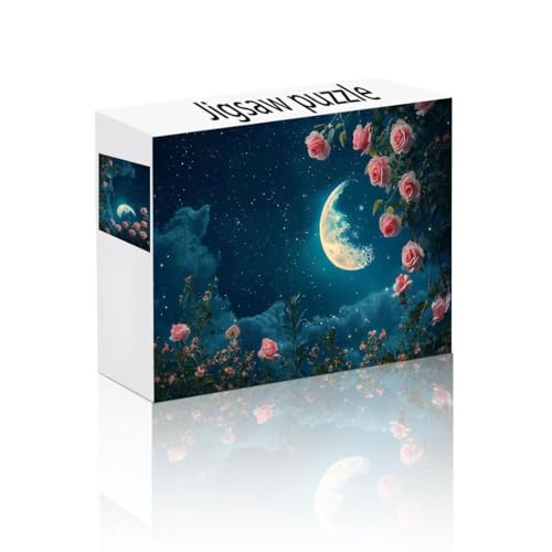 Puzzle Erwachsene 1000 Teile Mond, Rose Puzzle Lernspiel Herausforderung Schwierigkeit, Vielfältig und Bunt Puzzlespiele, Freizeitaktivität Lustige Geschenke Wohndeko für Erwachsene ab 14 Jahren J-6 von Linncen