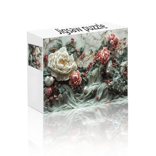 Puzzle Erwachsene 1000 Teile Pfingstrose, Blume Puzzle Lernspiel Herausforderung Schwierigkeit, Vielfältig Puzzlespiele, Freizeitaktivität Lustige Geschenke Wohndeko für Erwachsene ab 14 Jahren S-9 von Linncen