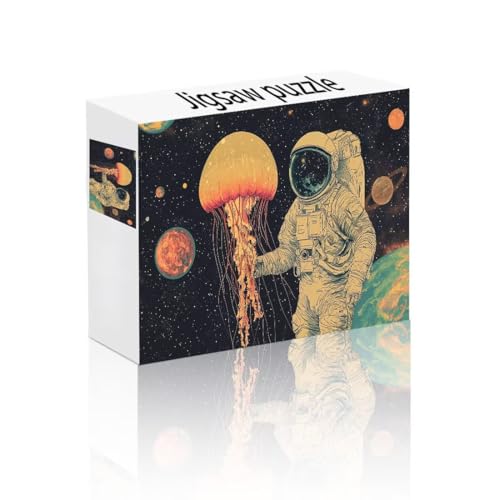 Puzzle Erwachsene 1000 Teile Qualle, Astronaut Puzzle Lernspiel Herausforderung Schwierigkeit, Vielfältig Puzzlespiele, Freizeitaktivität Lustige Geschenke Wohndeko für Erwachsene ab 14 Jahren K-7 von Linncen