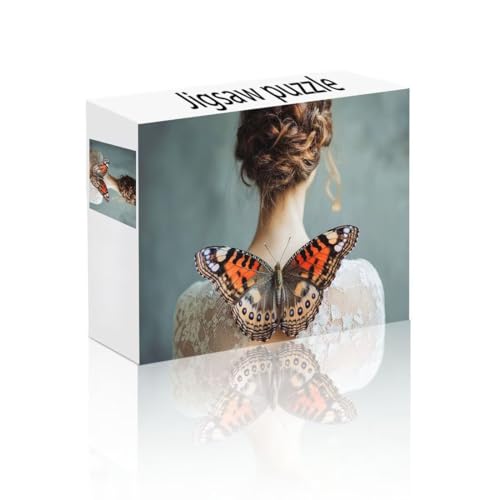 Puzzle Erwachsene 1000 Teile Schmetterling, Frau Puzzle Lernspiel Herausforderung Schwierigkeit, Vielfältig Puzzlespiele, Freizeitaktivität Lustige Geschenke Wohndeko für Erwachsene ab 14 Jahren G-0 von Linncen