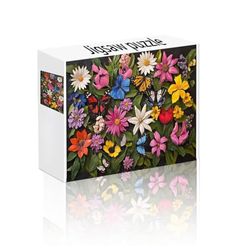 Puzzle Erwachsene 1000 Teile Schmetterling, Gänseblümchen Puzzle Lernspiel Herausforderung Schwierigkeit, Vielfältig Puzzlespiele, Freizeitaktivität Lustige Geschenke für Erwachsene ab 14 Jahren M-1 von Linncen