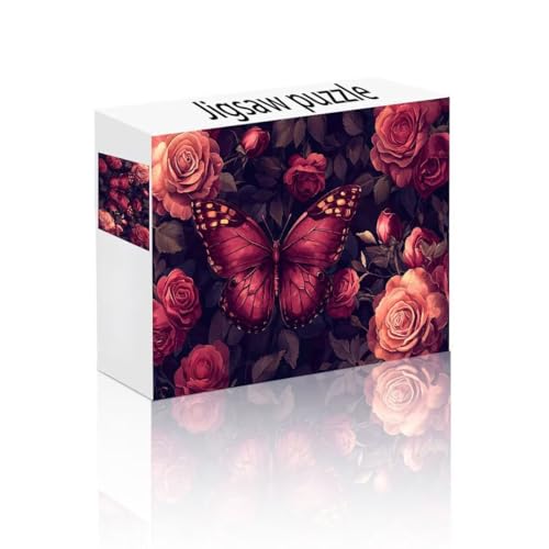 Puzzle Erwachsene 1000 Teile Schmetterling, Rose Puzzle Lernspiel Herausforderung Schwierigkeit, Vielfältig Puzzlespiele, Freizeitaktivität Lustige Geschenke Wohndeko für Erwachsene ab 14 Jahren O-6 von Linncen