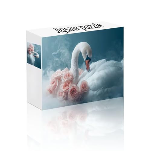 Puzzle Erwachsene 1000 Teile Schwan, Rose Puzzle Lernspiel Herausforderung Schwierigkeit, Vielfältig und Bunt Puzzlespiele, Freizeitaktivität Lustige Geschenke Wohndeko für Erwachsene ab 14 Jahren A-4 von Linncen