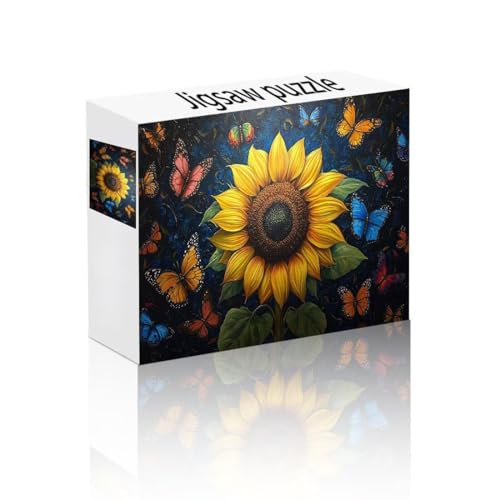 Puzzle Erwachsene 1000 Teile Sonnenblume, Schmetterling Puzzle Lernspiel Herausforderung Schwierigkeit, Vielfältig Puzzlespiele, Freizeitaktivität Lustige Geschenke für Erwachsene ab 14 Jahren F-0 von Linncen