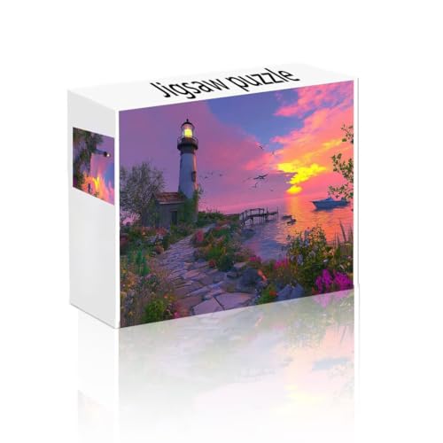 Puzzle Erwachsene 1000 Teile Sonnenuntergang, Leuchtturm Puzzle Lernspiel Herausforderung Schwierigkeit, Vielfältig Puzzlespiele, Freizeitaktivität Lustige Geschenke für Erwachsene ab 14 Jahren B-4 von Linncen
