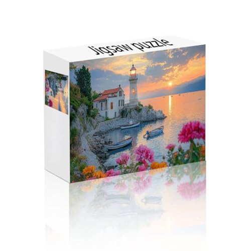 Puzzle Erwachsene 1000 Teile Sonnenuntergang, Leuchtturm Puzzle Lernspiel Herausforderung Schwierigkeit, Vielfältig Puzzlespiele, Freizeitaktivität Lustige Geschenke für Erwachsene ab 14 Jahren T-0 von Linncen