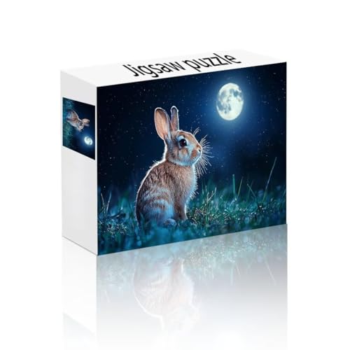 Puzzle Erwachsene 140 Teile Mond, Kaninchen Puzzle Lernspiel Herausforderung Schwierigkeit, Vielfältig Bunt Puzzlespiele, Freizeitaktivität Lustige Geschenke Wohndeko für Erwachsene ab 14 Jahren J-8 von Linncen
