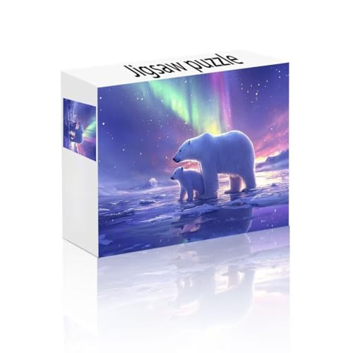 Puzzle Erwachsene 140 Teile Polarlicht, Eisbär Puzzle Lernspiel Herausforderung Schwierigkeit, Vielfältig Puzzlespiele, Freizeitaktivität Lustige Geschenke Wohndeko für Erwachsene ab 14 Jahren C-4 von Linncen