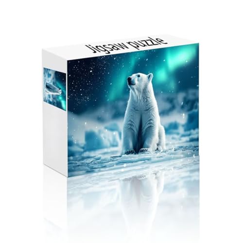 Puzzle Erwachsene 140 Teile Polarlicht, Eisbär Puzzle Lernspiel Herausforderung Schwierigkeit, Vielfältig Puzzlespiele, Freizeitaktivität Lustige Geschenke Wohndeko für Erwachsene ab 14 Jahren Q-8 von Linncen
