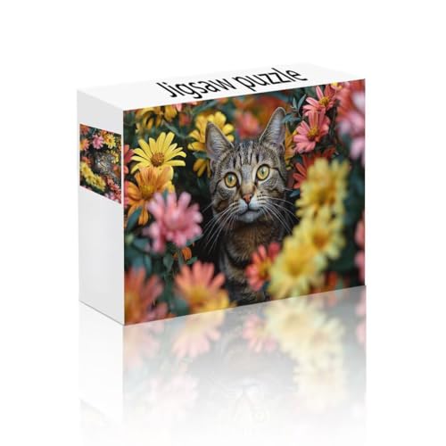 Puzzle Erwachsene 1500 Teile Gänseblümchen, Katze Puzzle Lernspiel Herausforderung Schwierigkeit, Vielfältig Puzzlespiele, Freizeitaktivität Lustige Geschenke Wohndeko für Erwachsene ab 14 Jahren K-0 von Linncen