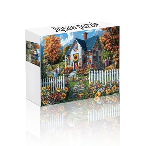 Puzzle Erwachsene 1500 Teile Haus, Sonnenblume Puzzle Lernspiel Herausforderung Schwierigkeit, Vielfältig Puzzlespiele, Freizeitaktivität Lustige Geschenke Wohndeko für Erwachsene ab 14 Jahren T-9 von Linncen