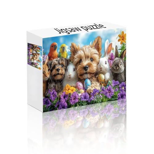Puzzle Erwachsene 1500 Teile Hund, Kaninchen Puzzle Lernspiel Herausforderung Schwierigkeit, Vielfältig Bunt Puzzlespiele, Freizeitaktivität Lustige Geschenke Wohndeko für Erwachsene ab 14 Jahren J-8 von Linncen