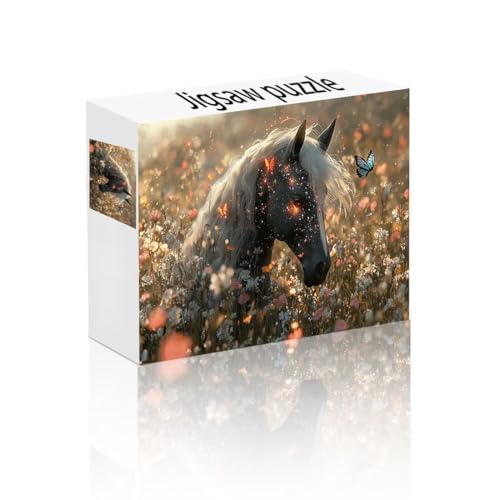 Puzzle Erwachsene 1500 Teile Pferd, Schmetterling Puzzle Lernspiel Herausforderung Schwierigkeit, Vielfältig Puzzlespiele, Freizeitaktivität Lustige Geschenke Wohndeko für Erwachsene ab 14 Jahren R-2 von Linncen