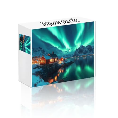 Puzzle Erwachsene 1500 Teile Polarlicht, Haus Puzzle Lernspiel Herausforderung Schwierigkeit, Vielfältig Bunt Puzzlespiele, Freizeitaktivität Lustige Geschenke Wohndeko für Erwachsene ab 14 Jahren B-5 von Linncen