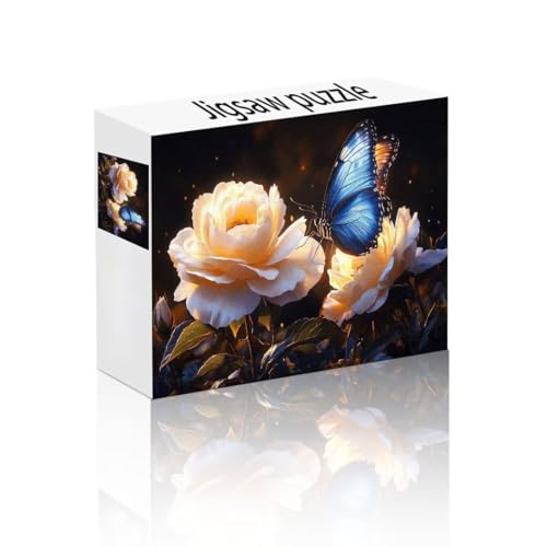 Puzzle Erwachsene 1500 Teile Rose, Schmetterling Puzzle Lernspiel Herausforderung Schwierigkeit, Vielfältig Puzzlespiele, Freizeitaktivität Lustige Geschenke Wohndeko für Erwachsene ab 14 Jahren Q-0 von Linncen