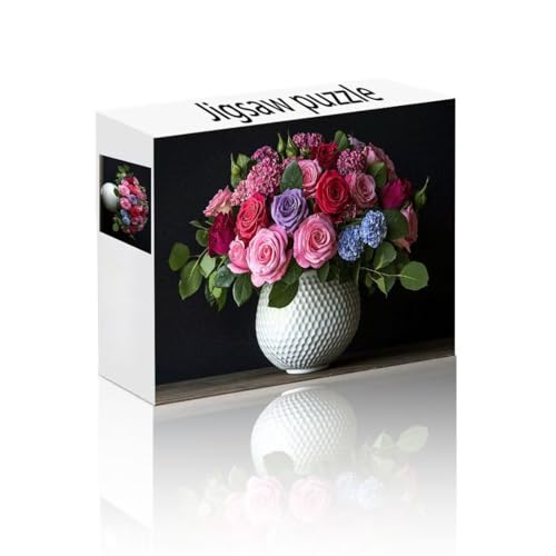 Puzzle Erwachsene 1500 Teile Rose, Vase Puzzle Lernspiel Herausforderung Schwierigkeit, Vielfältig und Bunt Puzzlespiele, Freizeitaktivität Lustige Geschenke Wohndeko für Erwachsene ab 14 Jahren E-5 von Linncen