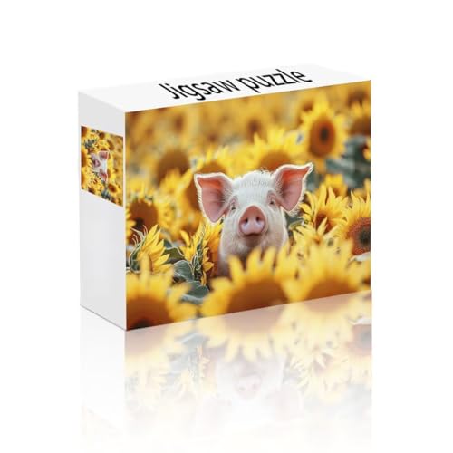 Puzzle Erwachsene 1500 Teile Schwein, Sonnenblume Puzzle Lernspiel Herausforderung Schwierigkeit, Vielfältig Puzzlespiele, Freizeitaktivität Lustige Geschenke Wohndeko für Erwachsene ab 14 Jahren A-3 von Linncen