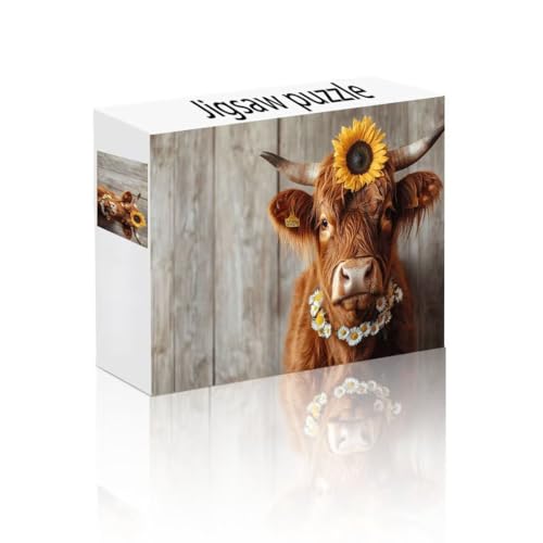 Puzzle Erwachsene 1500 Teile Sonnenblume, Ochse Puzzle Lernspiel Herausforderung Schwierigkeit, Vielfältig Puzzlespiele, Freizeitaktivität Lustige Geschenke Wohndeko für Erwachsene ab 14 Jahren Y-2 von Linncen