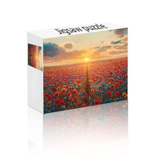 Puzzle Erwachsene 1500 Teile Sonnenuntergang, Mohn Puzzle Lernspiel Herausforderung Schwierigkeit, Vielfältig Puzzlespiele, Freizeitaktivität Lustige Geschenke Wohndeko für Erwachsene ab 14 Jahren Q-8 von Linncen