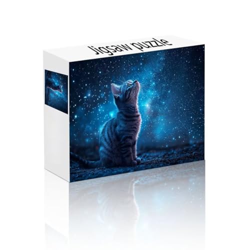 Puzzle Erwachsene 1500 Teile Sternenhimmel, Katze Puzzle Lernspiel Herausforderung Schwierigkeit, Vielfältig Puzzlespiele, Freizeitaktivität Lustige Geschenke Wohndeko für Erwachsene ab 14 Jahren A-3 von Linncen
