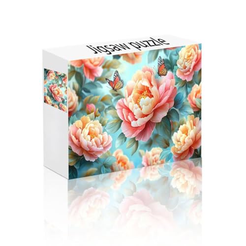 Puzzle Erwachsene 2000 Teile Pfingstrose, Schmetterling Puzzle Lernspiel Herausforderung Schwierigkeit, Vielfältig Puzzlespiele, Freizeitaktivität Lustige Geschenke für Erwachsene ab 14 Jahren D-7 von Linncen