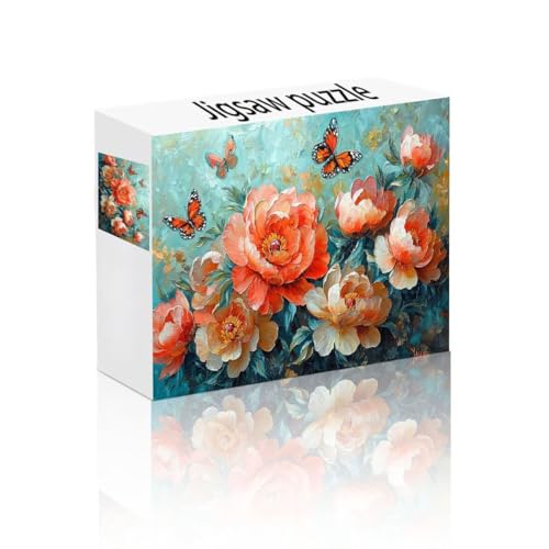 Puzzle Erwachsene 2000 Teile Pfingstrose, Schmetterling Puzzle Lernspiel Herausforderung Schwierigkeit, Vielfältig Puzzlespiele, Freizeitaktivität Lustige Geschenke für Erwachsene ab 14 Jahren Q-8 von Linncen