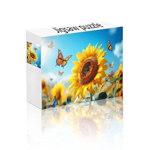 Puzzle Erwachsene 2000 Teile Schmetterling, Sonnenblume Puzzle Lernspiel Herausforderung Schwierigkeit, Vielfältig Puzzlespiele, Freizeitaktivität Lustige Geschenke für Erwachsene ab 14 Jahren W-9 von Linncen