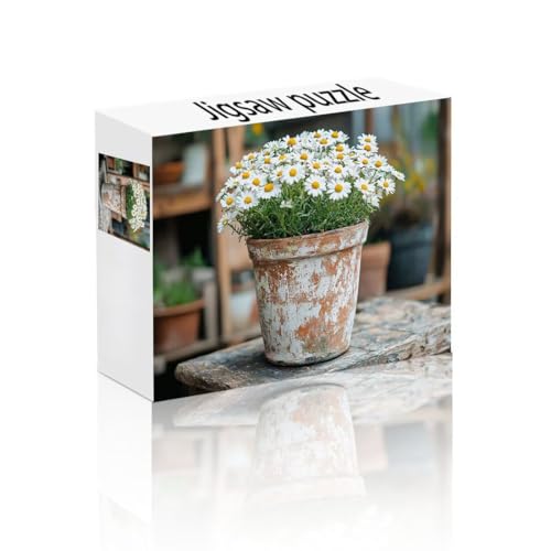 Puzzle Erwachsene 24 Teile Gänseblümchen, Blumentopf Puzzle Lernspiel Herausforderung Schwierigkeit, Vielfältig Bunt Puzzlespiele, Freizeitaktivität Lustige Geschenke für Erwachsene ab 14 Jahren Z-6 von Linncen