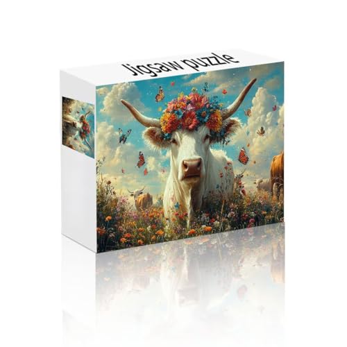Puzzle Erwachsene 24 Teile Ochse, Wolke Puzzle Lernspiel Herausforderung Schwierigkeit, Vielfältig und Bunt Puzzlespiele, Freizeitaktivität Lustige Geschenke Wohndeko für Erwachsene ab 14 Jahren B-5 von Linncen