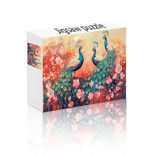 Puzzle Erwachsene 24 Teile Pfau, Blume Puzzle Lernspiel Herausforderung Schwierigkeit, Vielfältig und Bunt Puzzlespiele, Freizeitaktivität Lustige Geschenke Wohndeko für Erwachsene ab 14 Jahren F-8 von Linncen